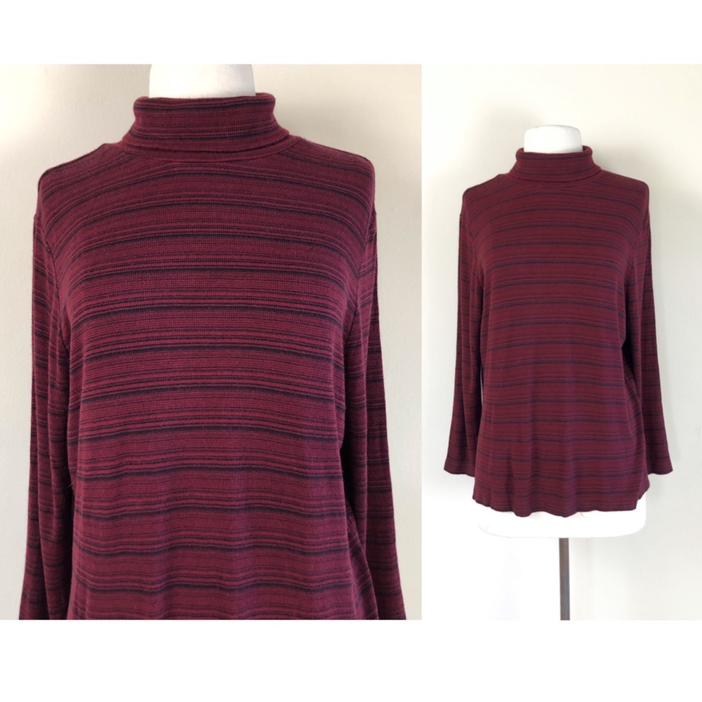 vintage‎ 90s burgundy black striped turtleneck variegated stripe normcore grunge